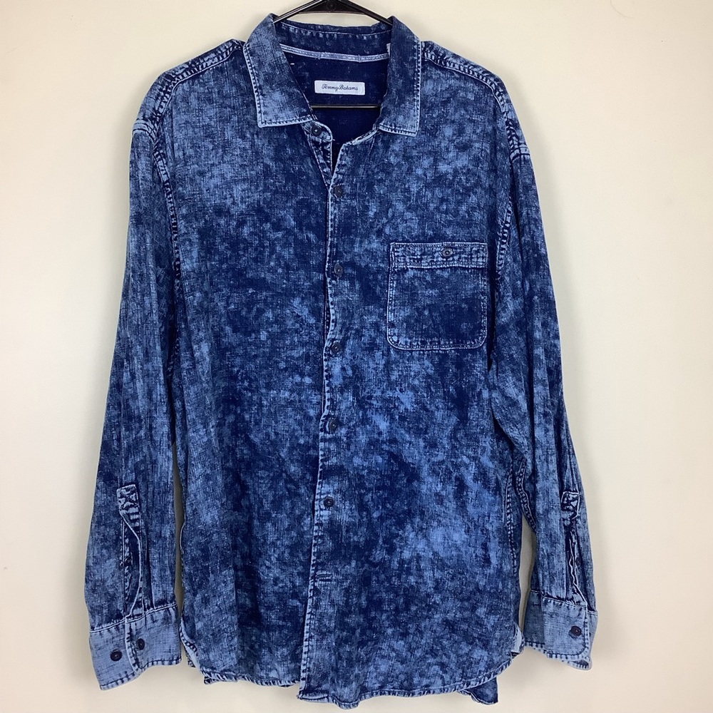 Tommy Bahama Blue Casual Button Down Shirt 1XLB